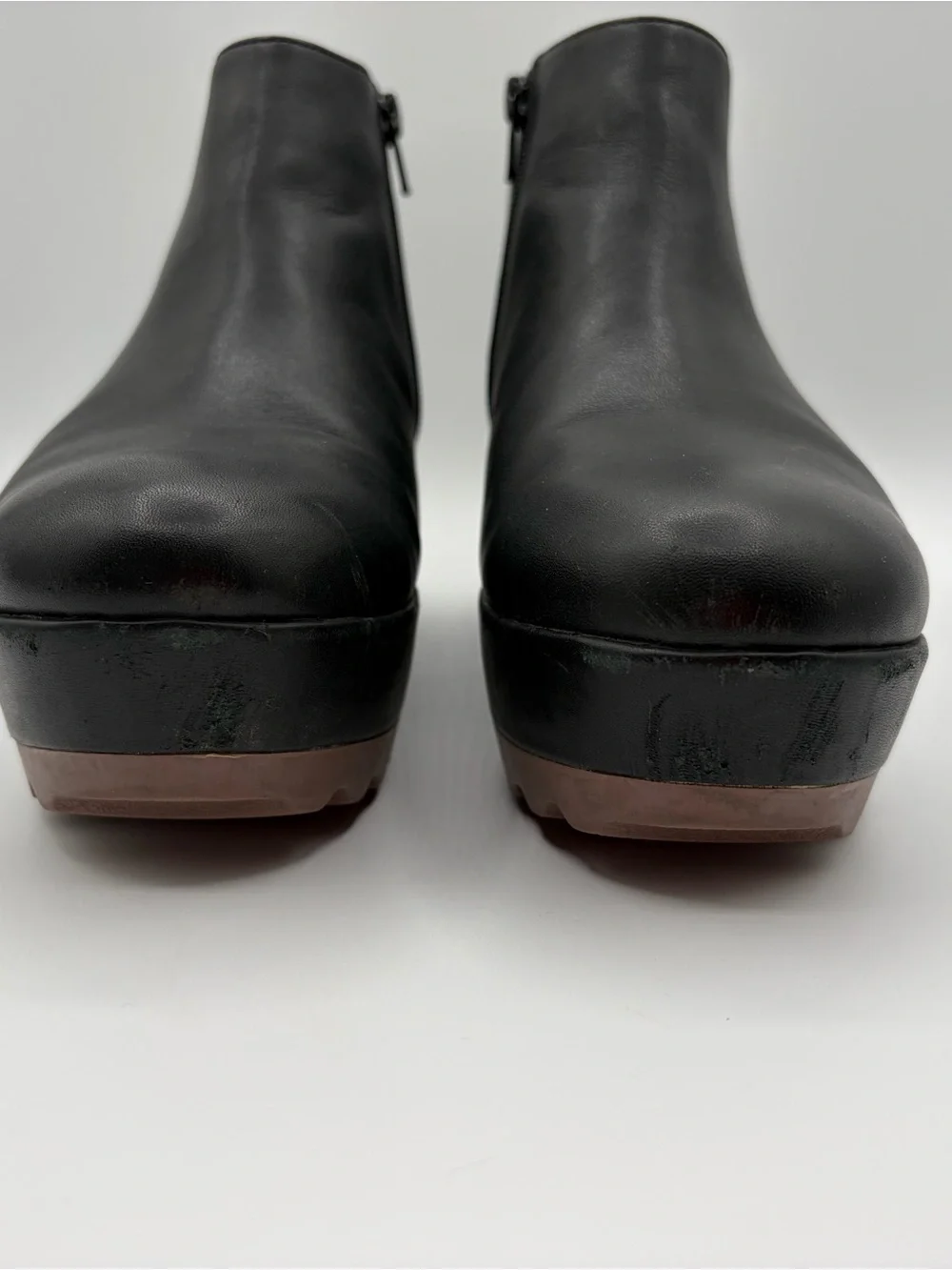 Camper Laika Platform Bootie Black Leather Size 9 EU 39 Ankle Side Zip